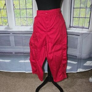 Red Cargo Capri Pants